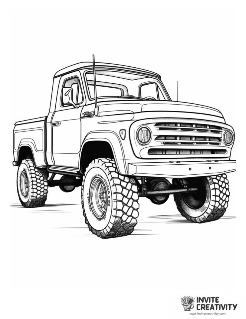 4x4 truck coloring book page