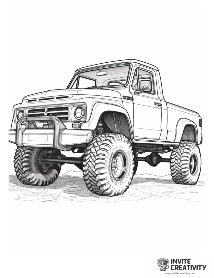 4x4 truck simple to color for kids