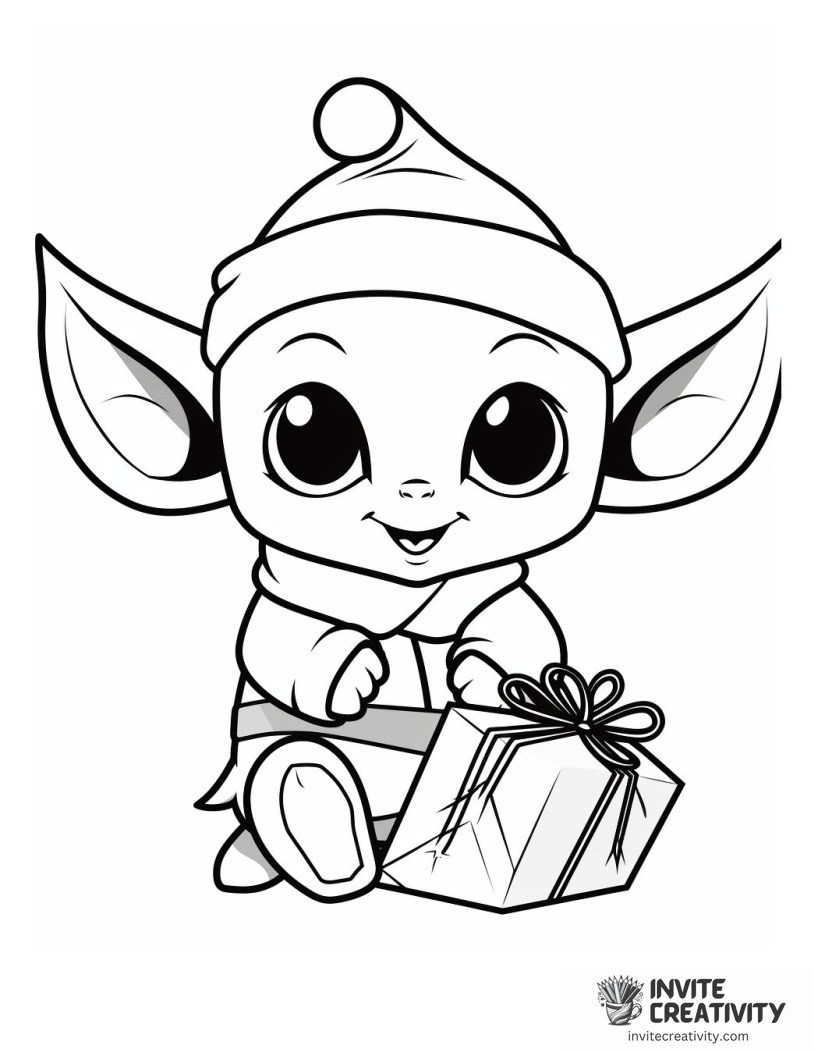 Baby Yoda Christmas Coloring page of