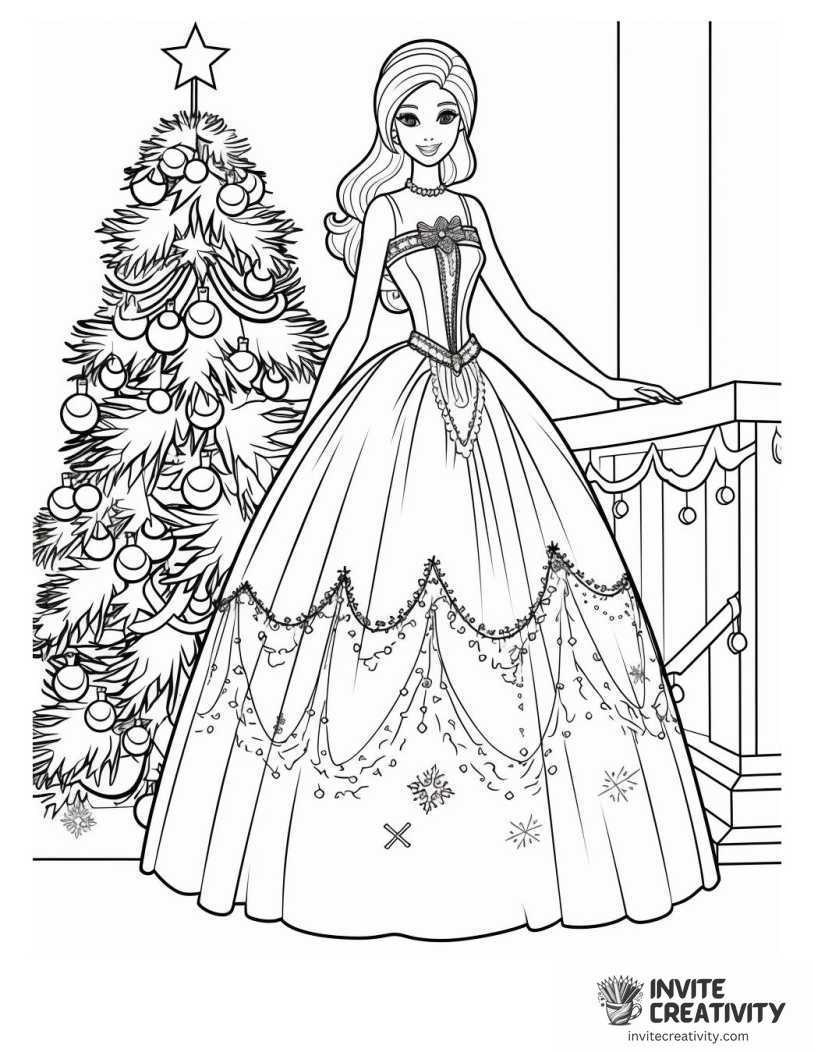 Barbie Christmas Coloring page
