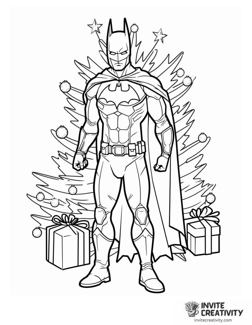 Batman Christmas Page to Color