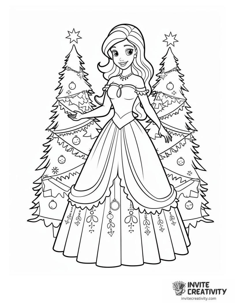 Christmas Ariel To Color