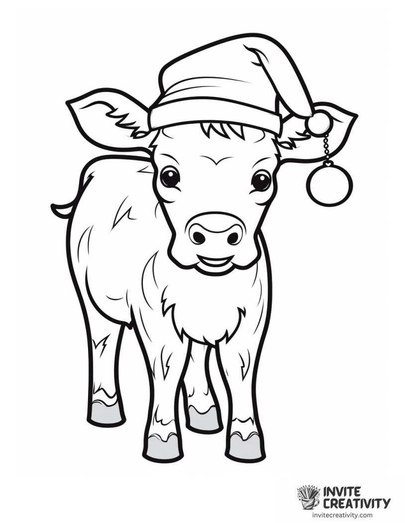 Christmas Cow To Color