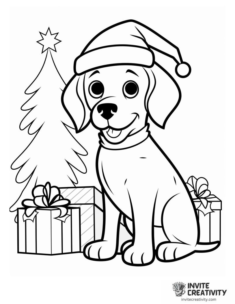 Christmas Dog Coloring page