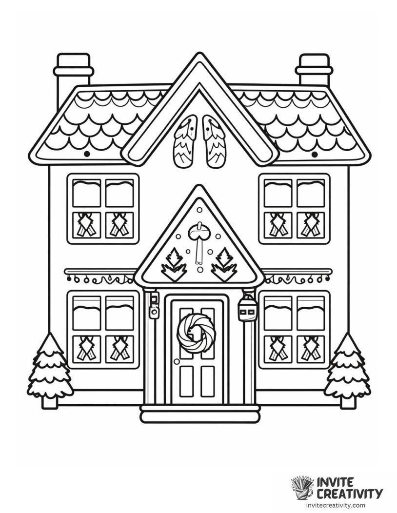 Christmas House Page to Color