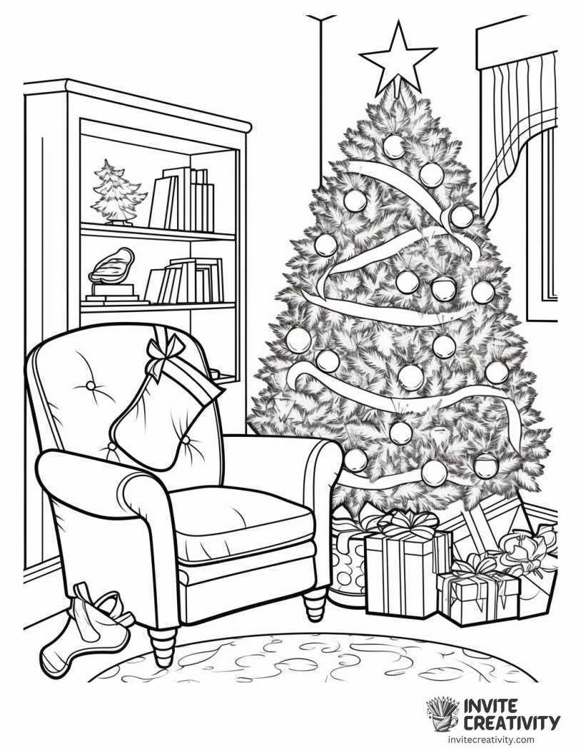 Christmas Room Coloring book page