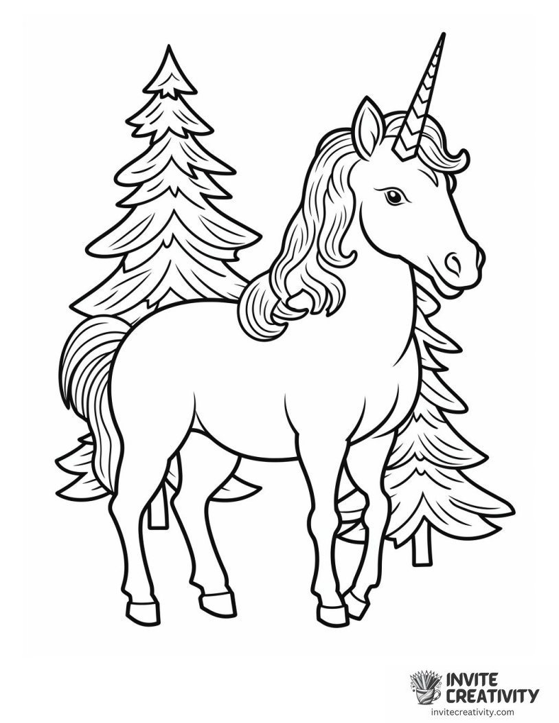 Christmas Unicorn Coloring page