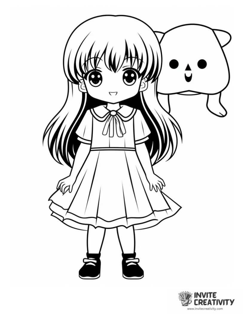 Coloring page of girl and ghost