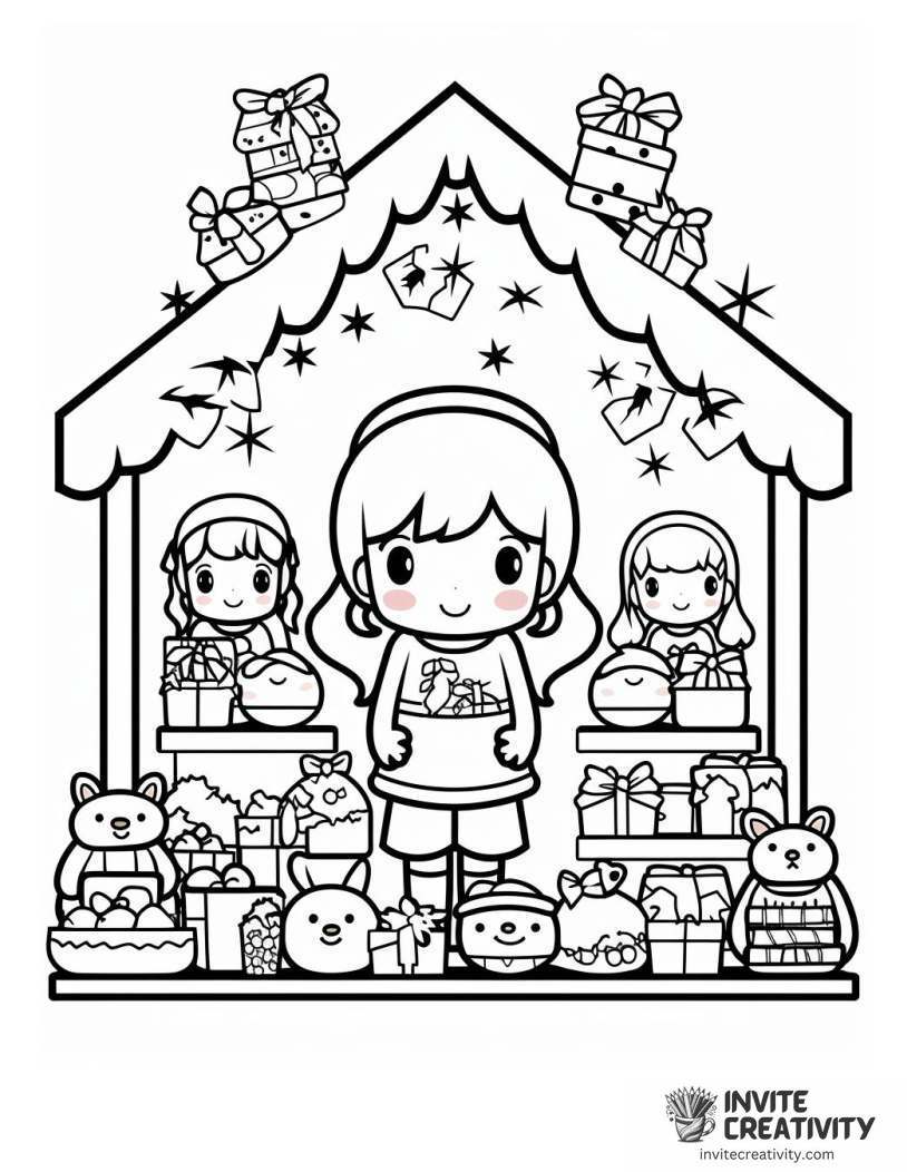 Kawaii Christmas Coloring page