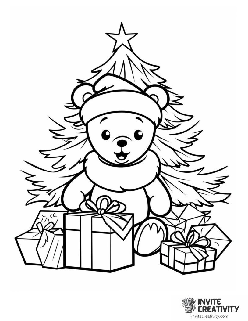 Pooh Christmas Coloring sheet