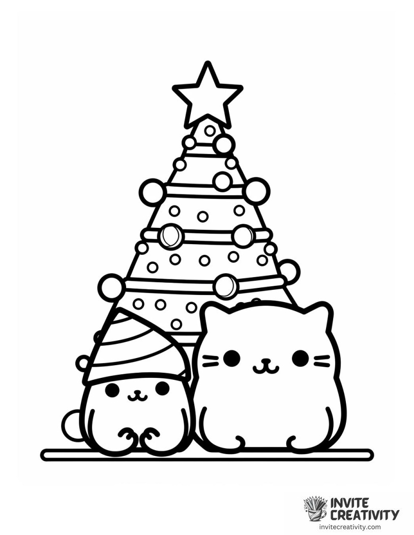 Pusheen Christmas Coloring page