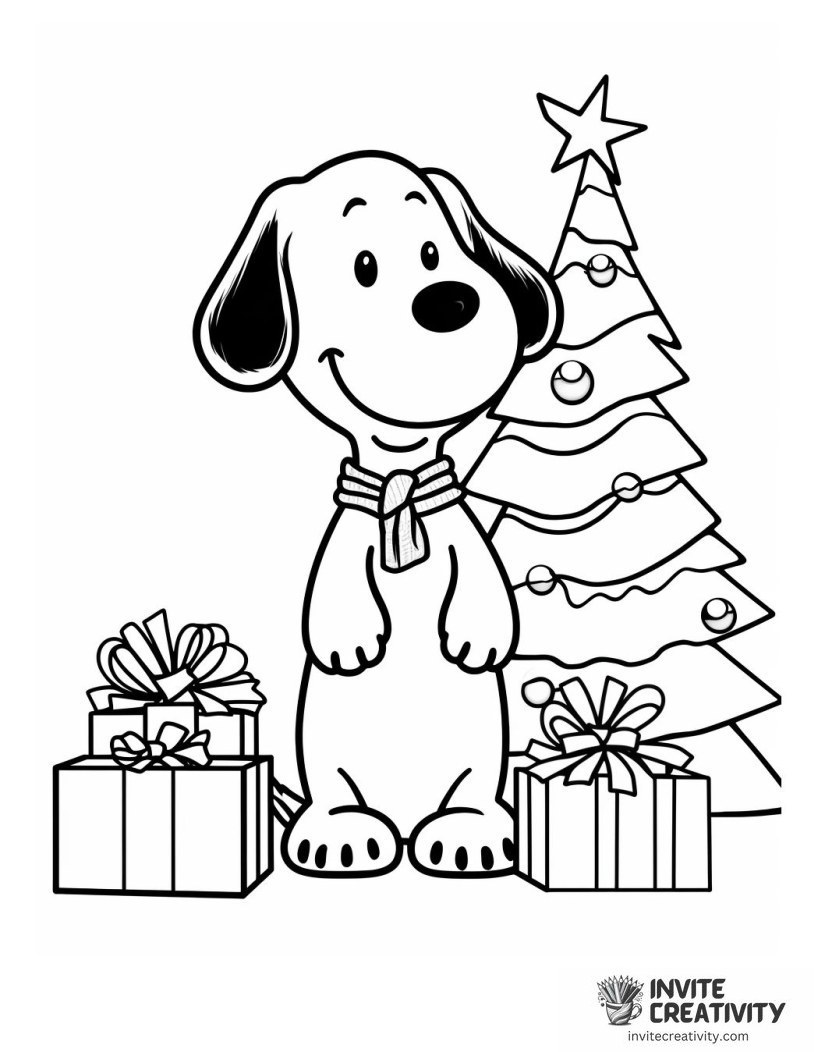 Snoopy Christmas Page to Color