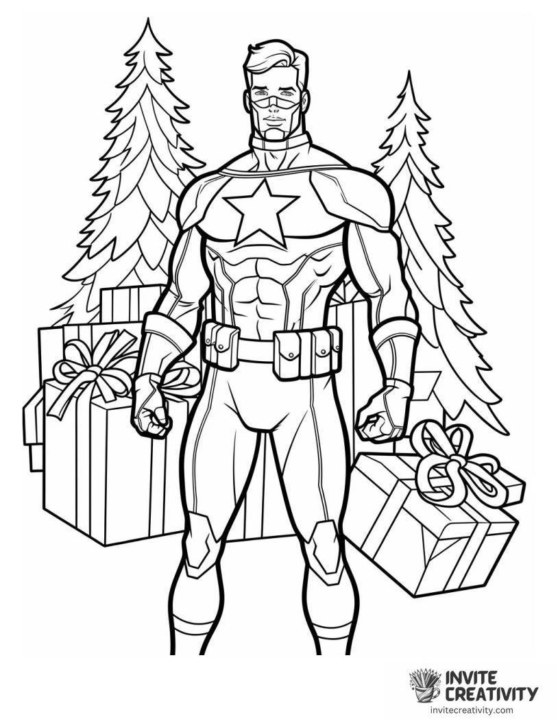Superhero Christmas Coloring page