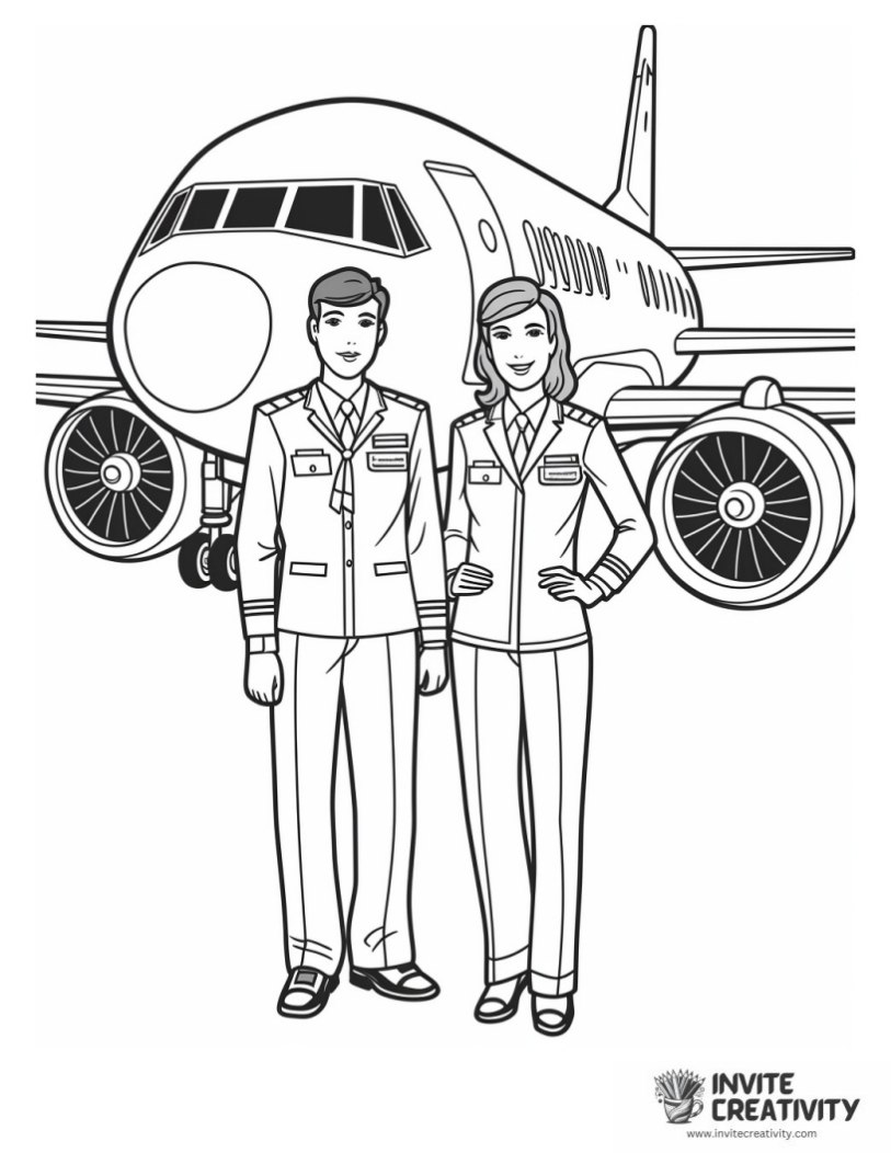 airplane cabin crew coloring page