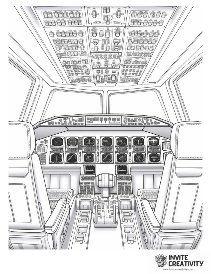airplane cockpit coloring book page