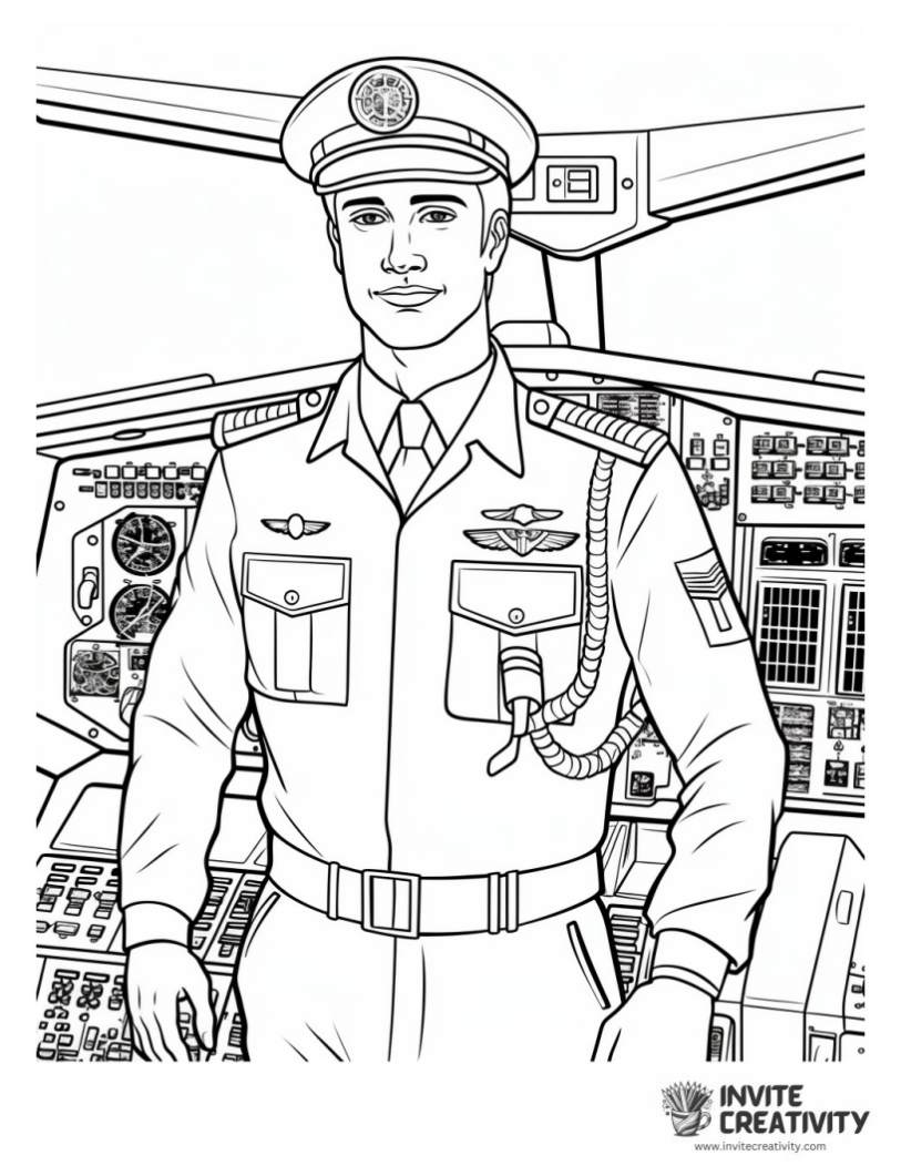 airplane pilot in cockpit page to color