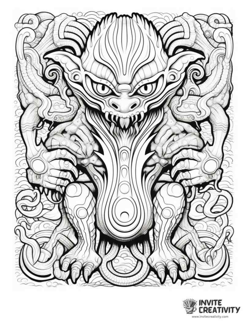 alien monster coloring page