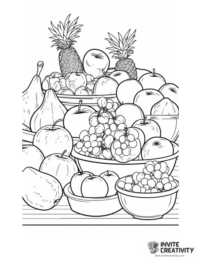 all fruit coloring book page