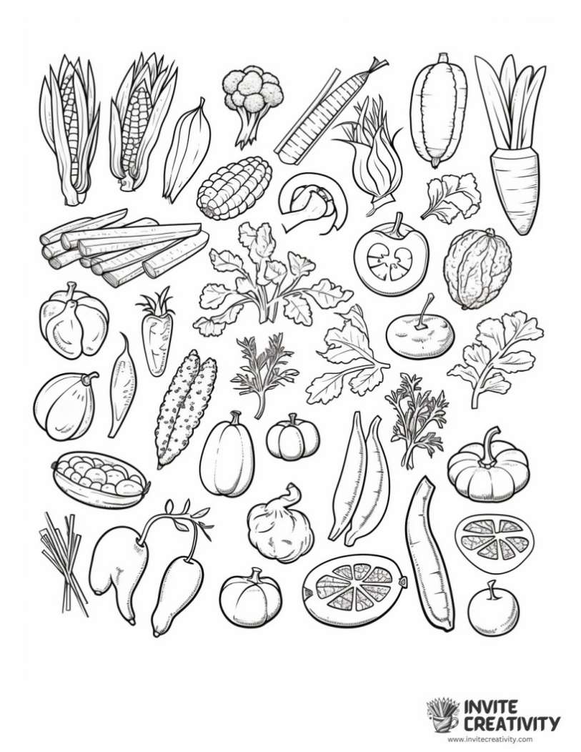 all vegetables coloring page