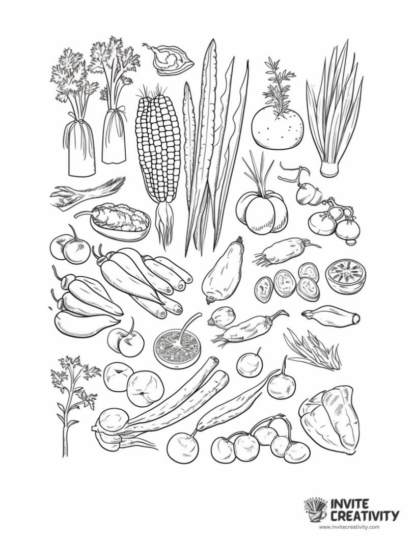 all vegetables coloring sheet