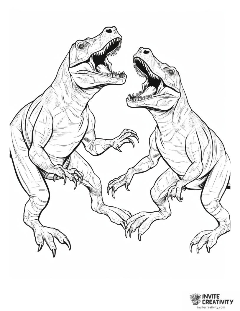 allosaurus fighting coloring page