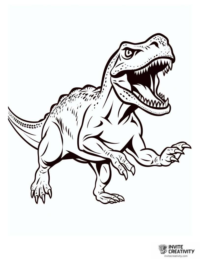 allosaurus running coloring book page