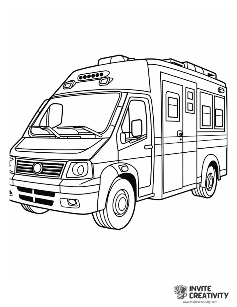 ambulance coloring book page