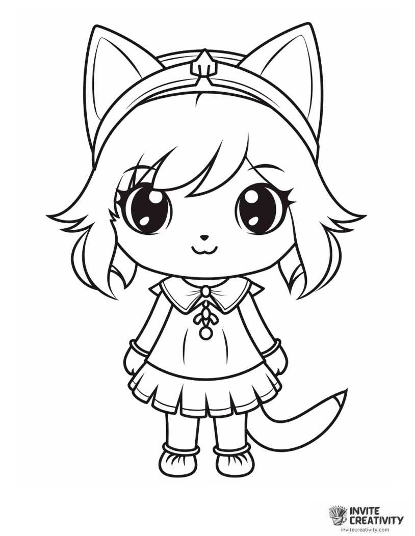 anime cat witch to color