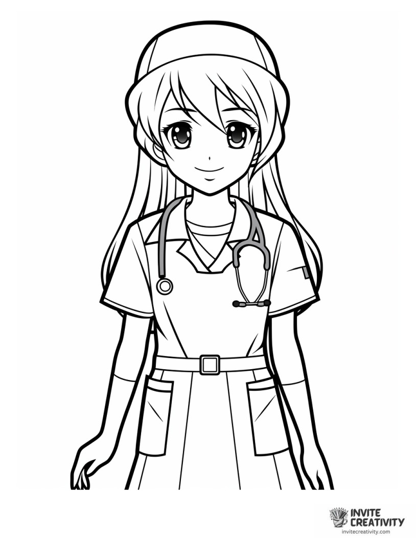 anime nurse coloring page