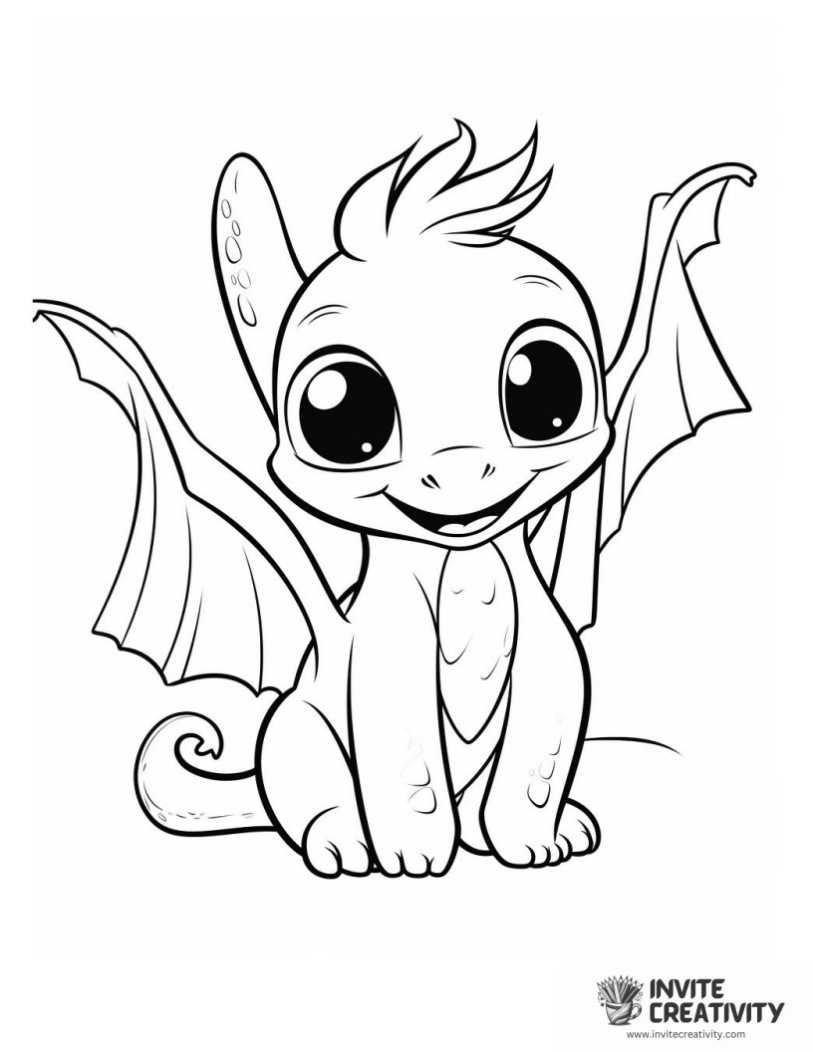 baby toothless dragon coloring book page
