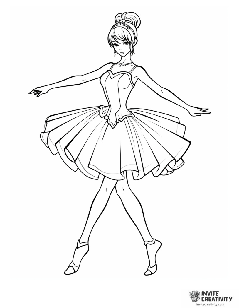 ballerina anime style coloring page
