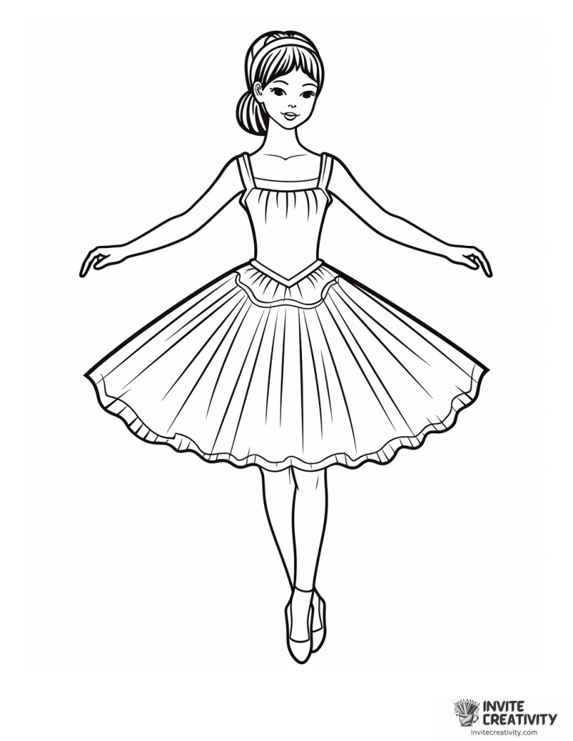 ballerina cartoon style coloring page