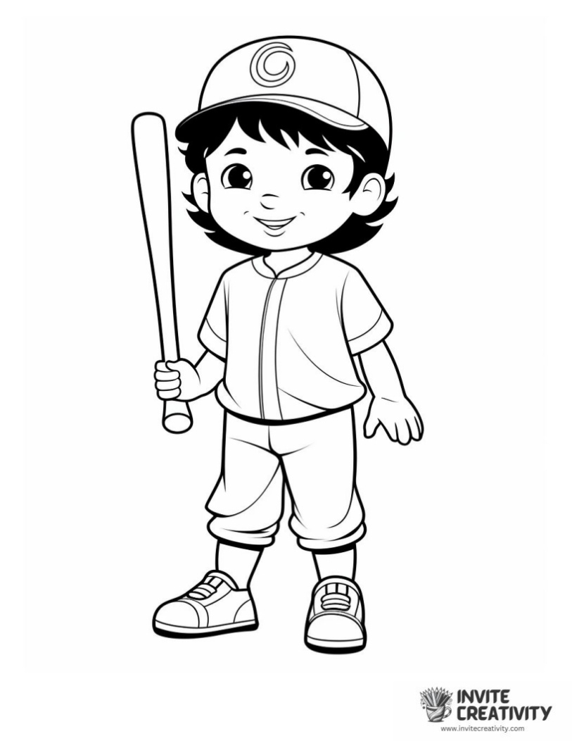 baseball kid cartoon easy to color