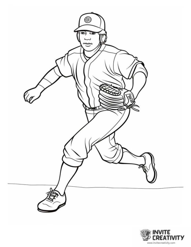 baseball player simple to color
