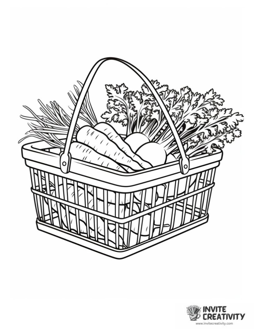 basket of carrots for adults to color