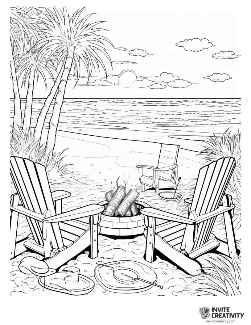 beach bonfire coloring page