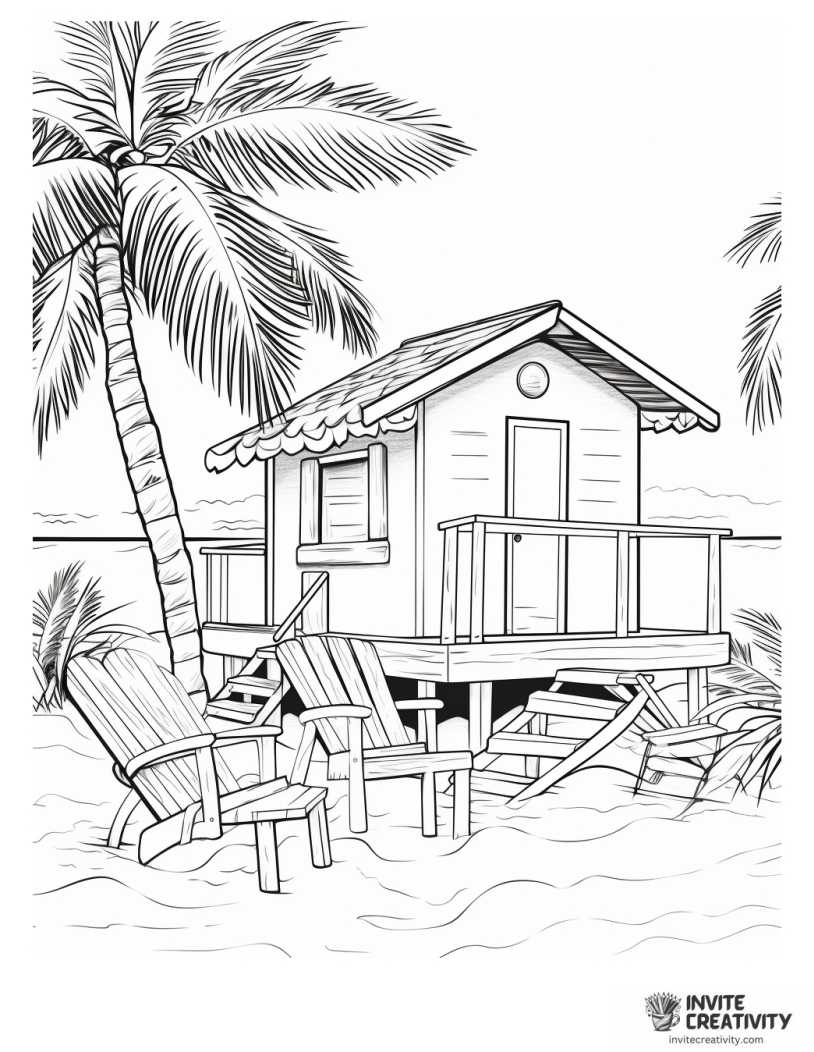 beach surf shack illustration