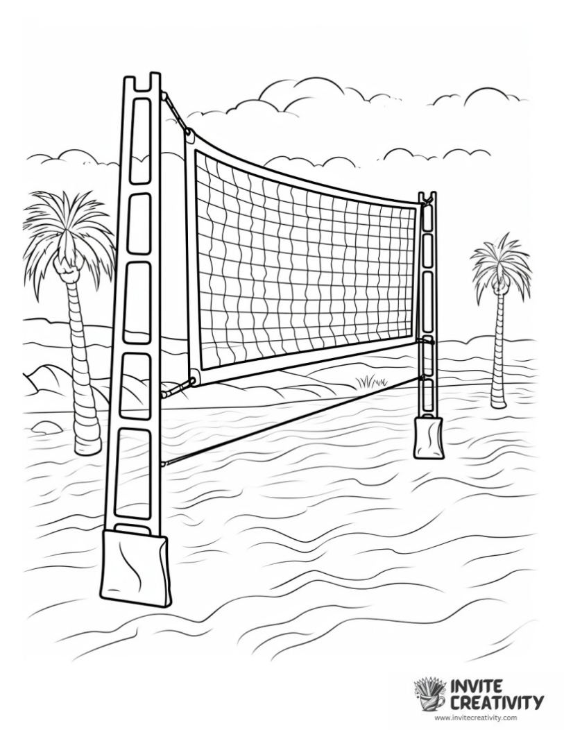 beach volleyball coloring page