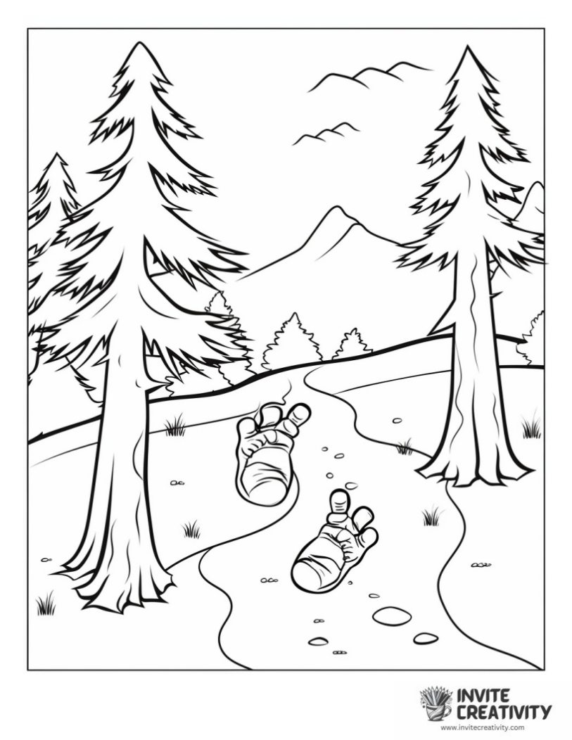 bigfoot footprints easy coloring sheet