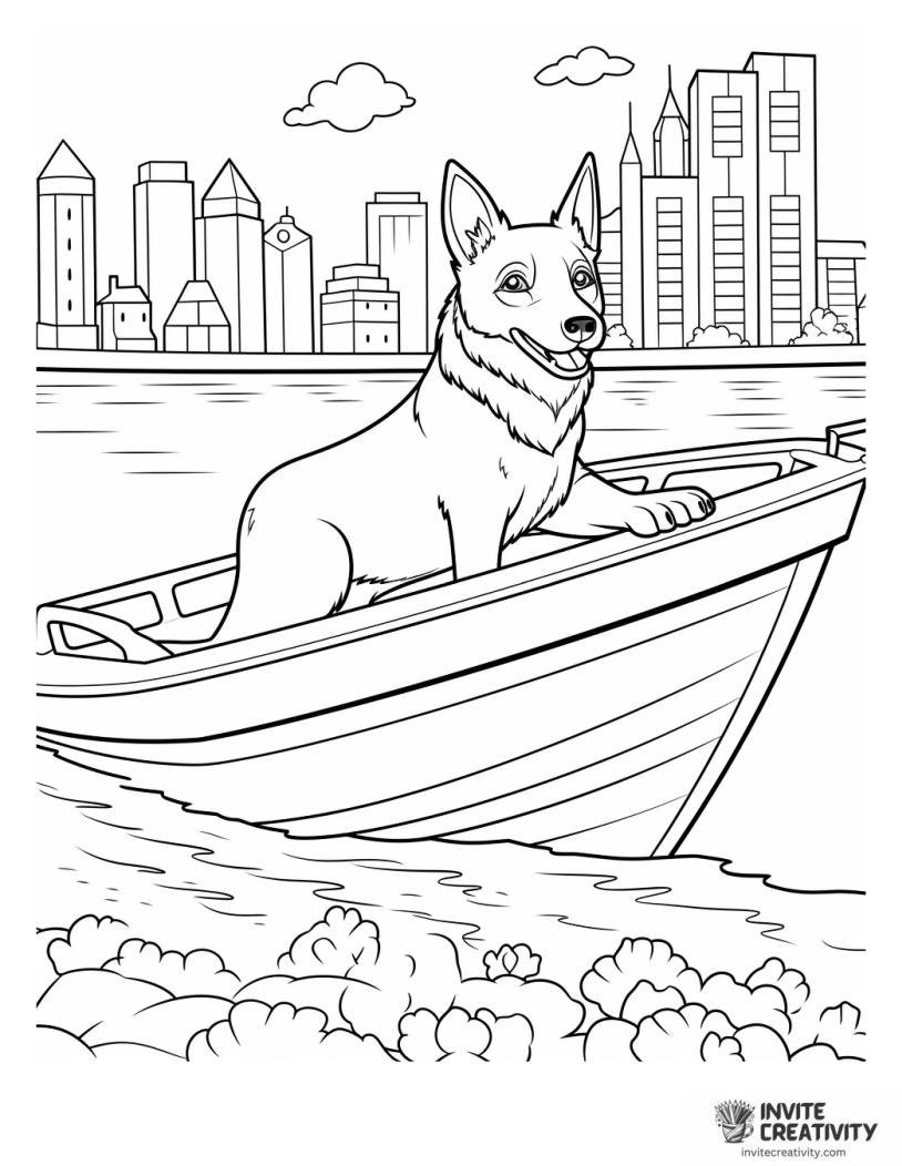 boat cartoon style coloring page