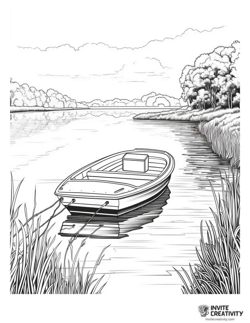 boat on a lake illustration