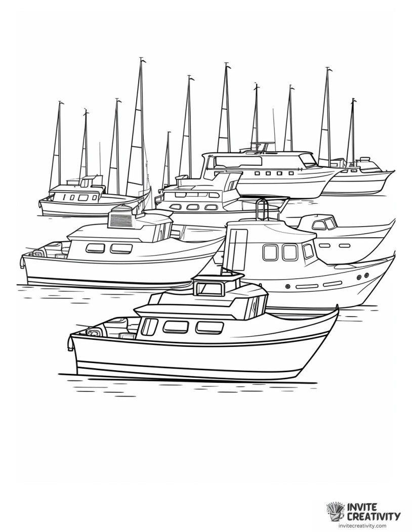 boats drawing to color