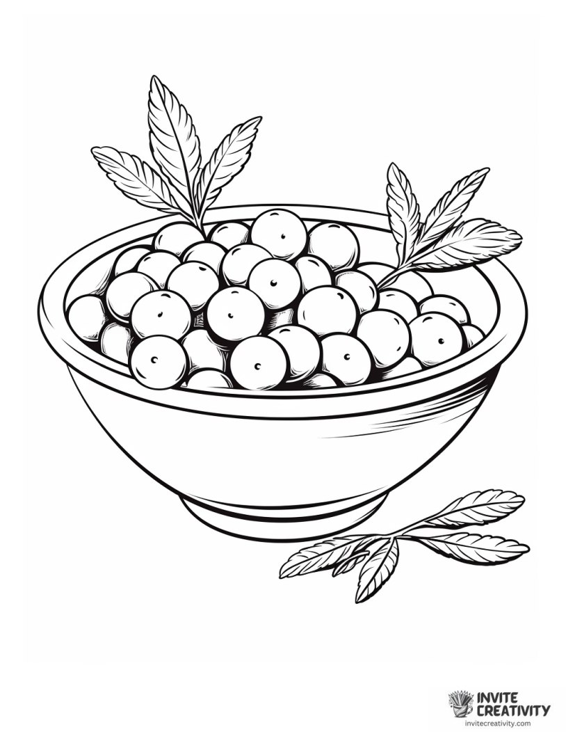 bowl of blueberries coloring page