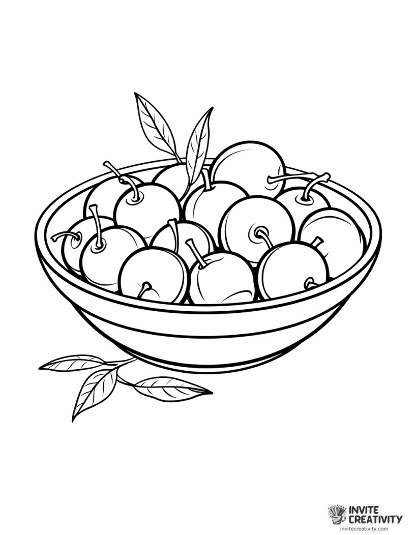 bowl of cherries to color