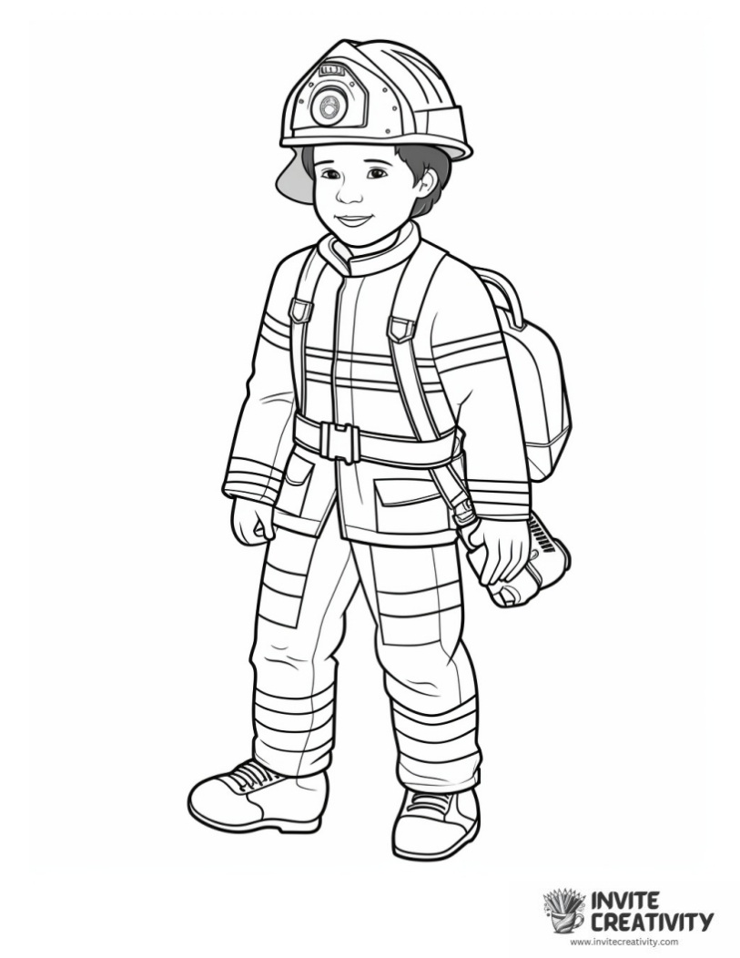 boy firefighter coloring sheet
