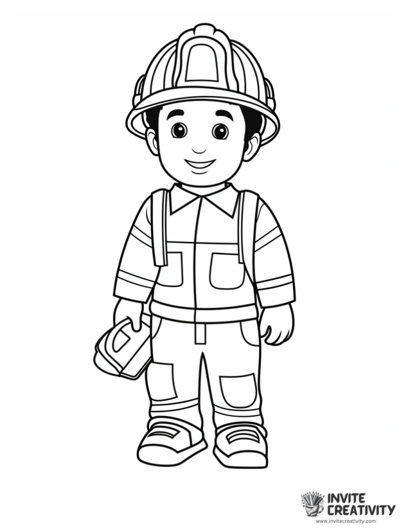 boy firefighter easy to color
