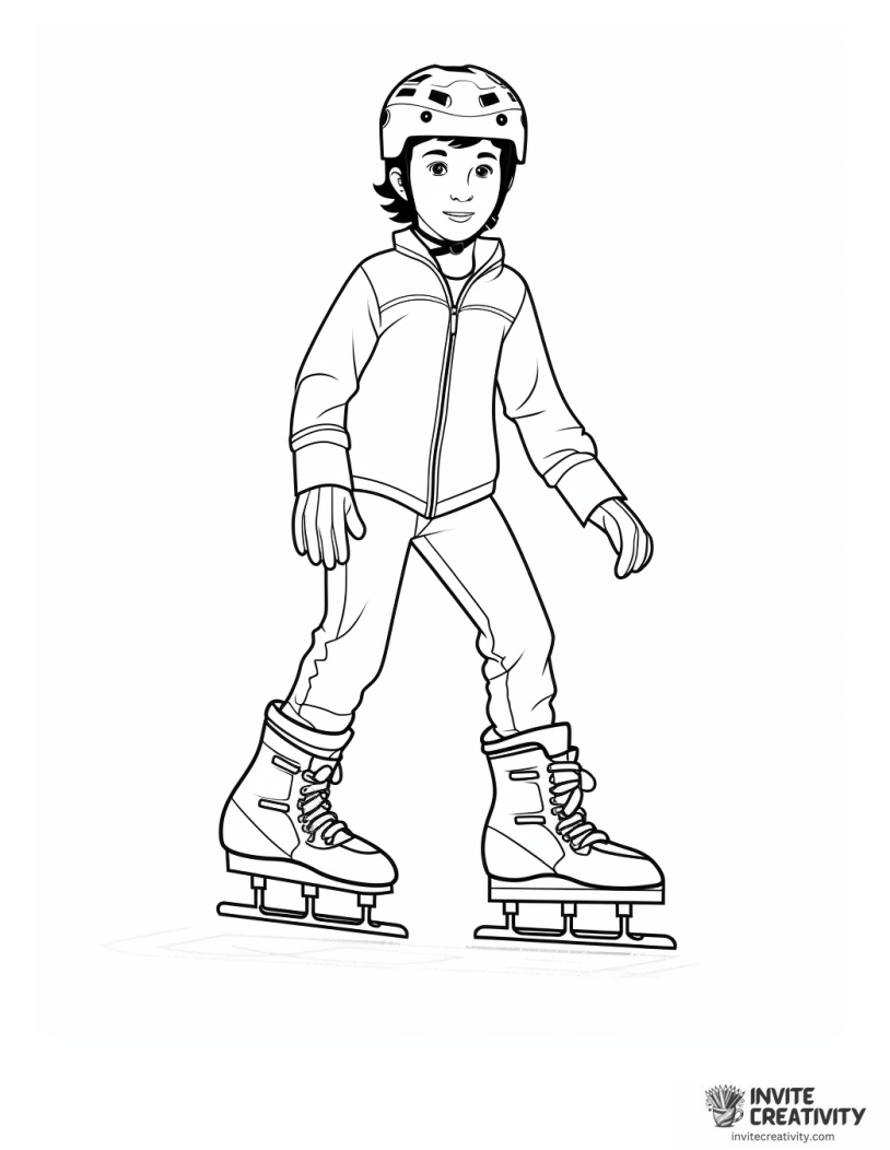 boy ice skating coloring page