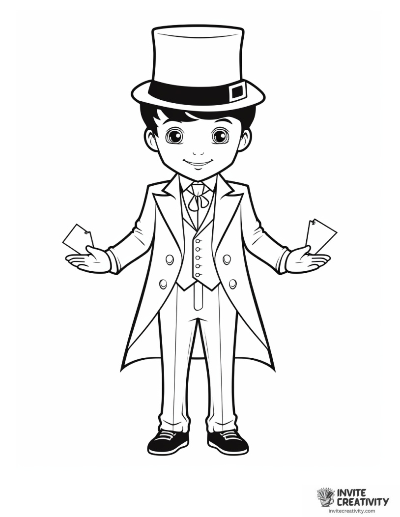 boy magician for kids to color