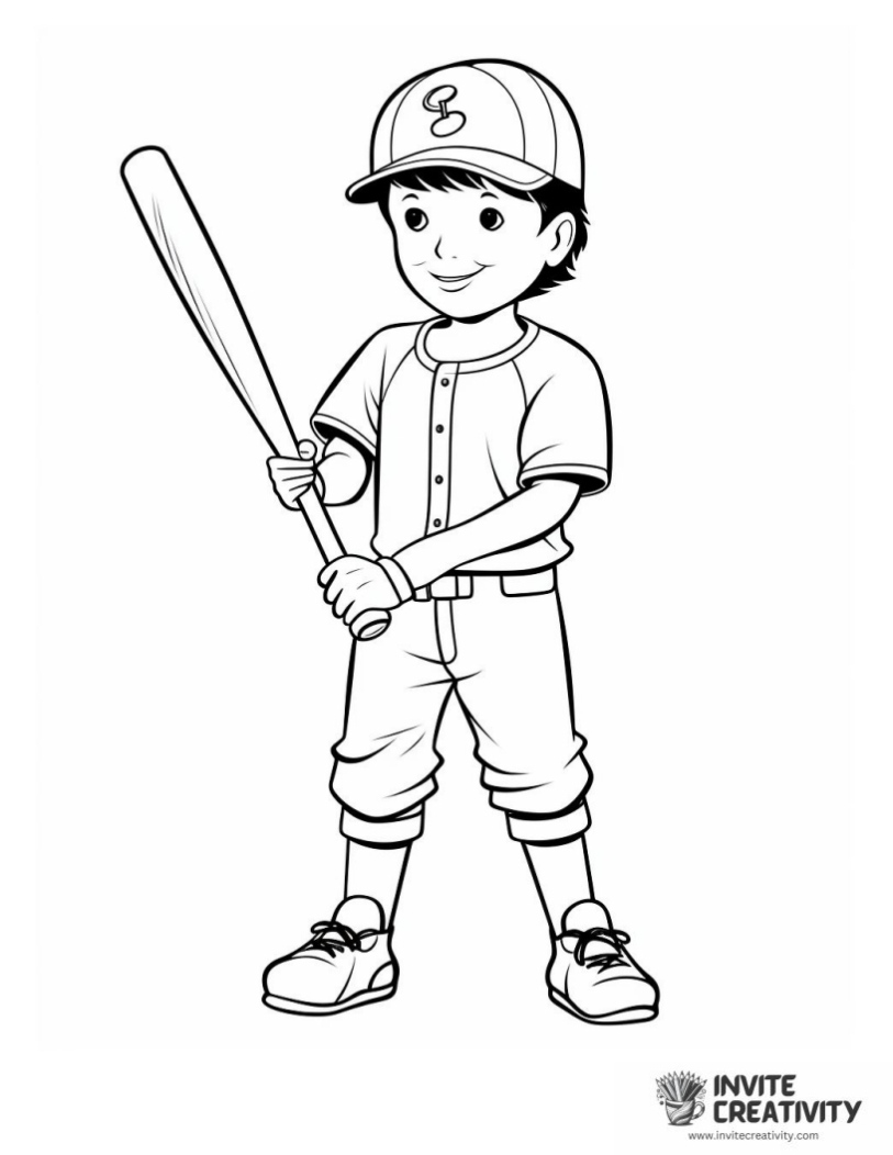 boy playing baseball coloring sheet