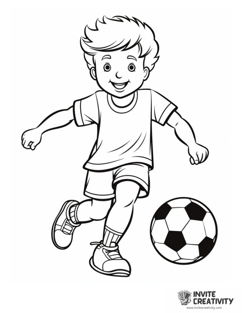 boy playing soccer for kindergarten kids